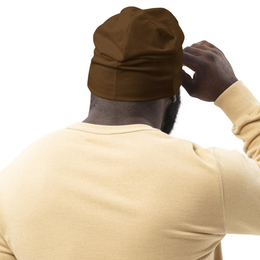 Beanie Hat - Brown Slouchy Beanie Prayer Warrior Print Men/women-1