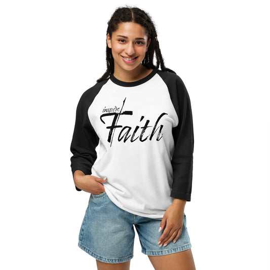 Womens Faith Inspired Raglan T-shirt Christian Apparel Unisex 3/4 Sleeve Shirt-1