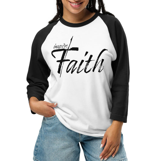 Womens Faith Inspired Raglan T-shirt Christian Apparel Unisex 3/4 Sleeve Shirt-0