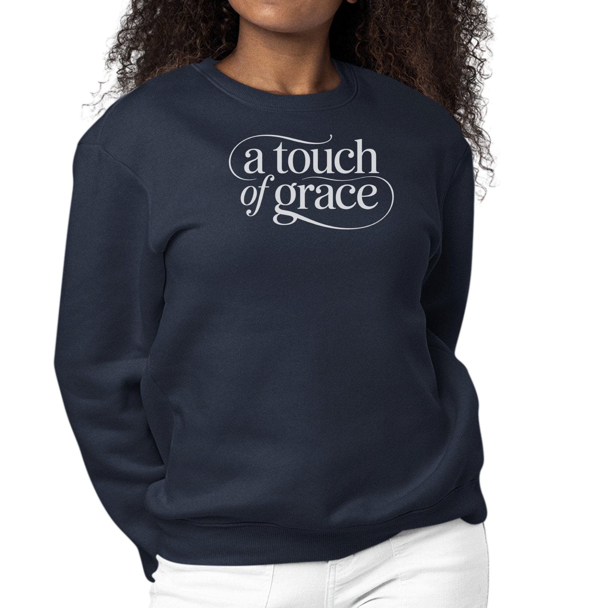 Womens Graphic Sweatshirt - a Touch of Grace Inspirational Motivational Shirt-4