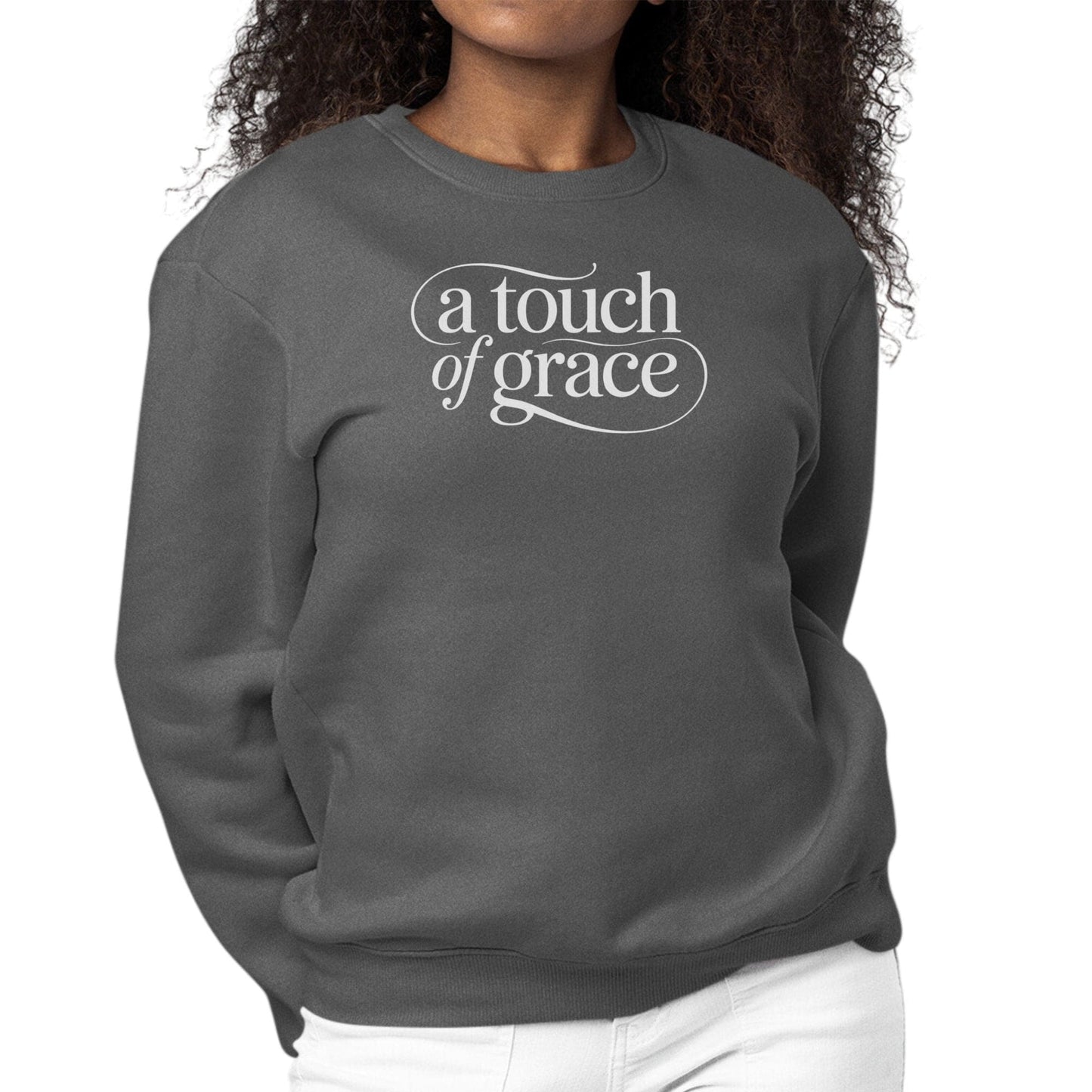 Womens Graphic Sweatshirt - a Touch of Grace Inspirational Motivational Shirt-9
