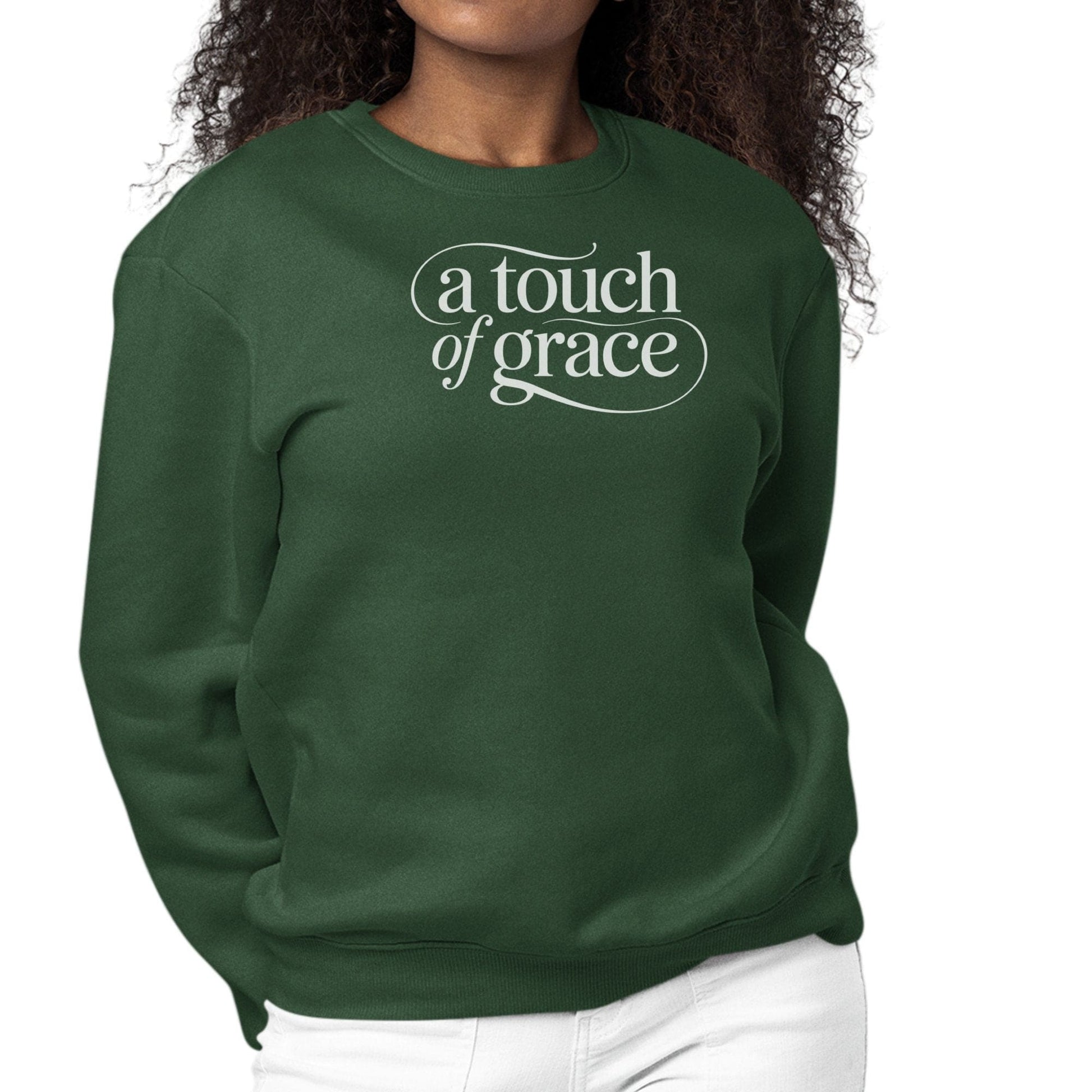Womens Graphic Sweatshirt - a Touch of Grace Inspirational Motivational Shirt-2