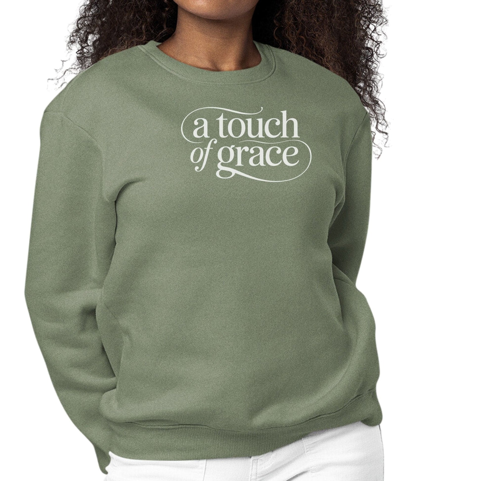 Womens Graphic Sweatshirt - a Touch of Grace Inspirational Motivational Shirt-3